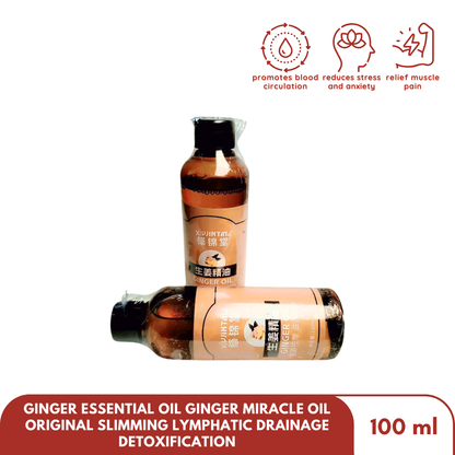 100ML Ginger Essential Oil Ginger miracle oil original Slimming Lymphatic Drainage Detoxification