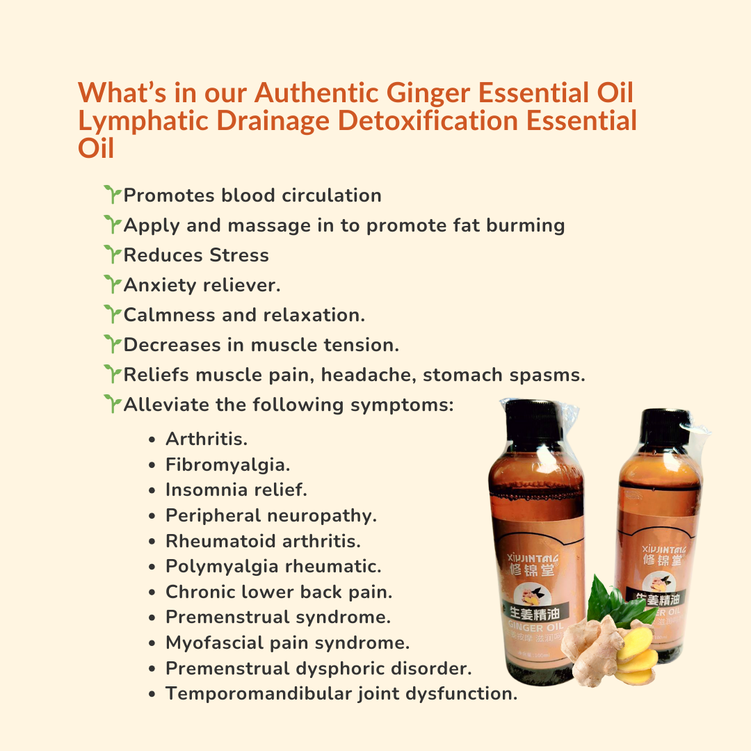 100ML Ginger Essential Oil Ginger miracle oil original Slimming Lymphatic Drainage Detoxification