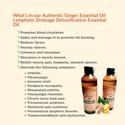 100ML Ginger Essential Oil Ginger miracle oil original Slimming Lymphatic Drainage Detoxification