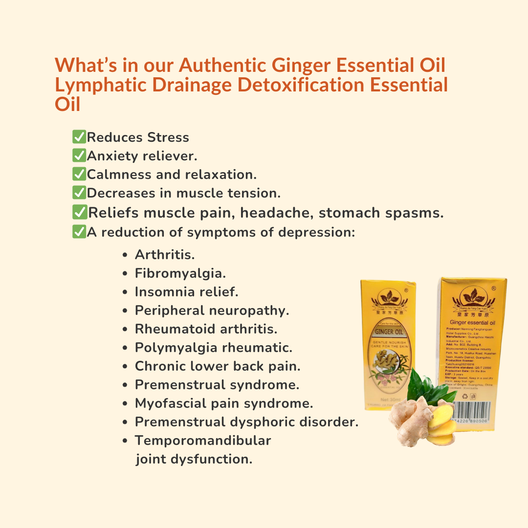 Authentic Ginger Essential Oil Lymphatic Drainage Detoxification Essential Oil