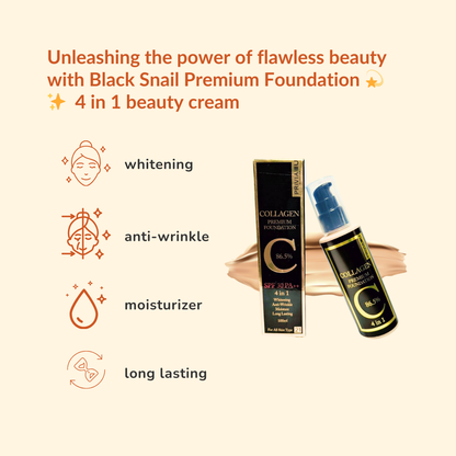 Authentic Black Snail Premium Foundation SPF 30 PA++ Whitening Anti Wrinkles Moisturizer Pekas Korea